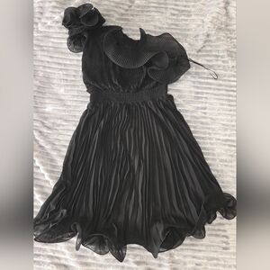 Double Zero Black Dress Medium One Shoulder Fully Lined Flared, Cocktail, Classy